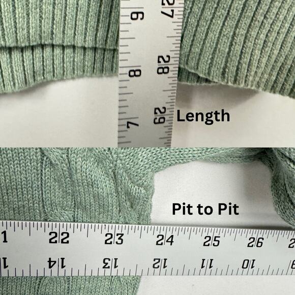 New Izod Sage Green Cable Knit Minimalistic Cotton Soft Crew Neck Sweater Medium - Picture 10 of 11